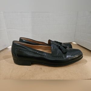 Bally David Loafer Dress Men's Size 10.5 D Black Leather Brogue Tasseled Slip On